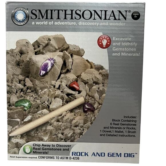 Smithsonian Rock and Gem Dig Kit science kit crystal gemstones NIB - Picture 1 of 2